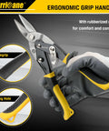 3 Piece Aviation Tin Snips Set - close-up of ergonomic TyGrip handle and CRV blade