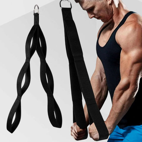Ergonomic Resistance Cable Attachments With Antislip Grip shown with nylon core for gym workouts, demonstrated by a person using a cable machine.