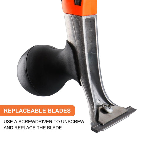 Ergonomic Carbide Scraper Tool Two And One Half Inch with replaceable blades and non-slip handle visible, ideal for woodworking projects.