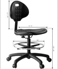 Boss Bench Height Ergonomic Chair Stool With Easy To Clean Polyurethane Seat showing height adjustment from 18 to 26 inches