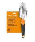 Heavy Duty Gardening Hand Trowel With Hang Hole For Digging And Planting Cast Aluminum Rust Resistant Head Ergonomic Handle And Comfort Grip Precision Tool For Tough Soil Weeding Transplants And General Yard Maintenance displayed with packaging