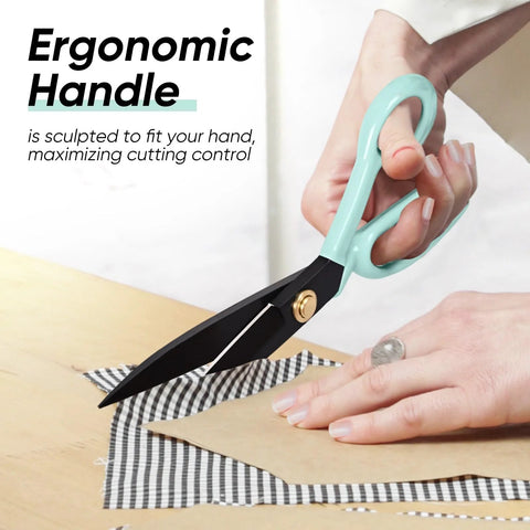 Heavy Duty Tailor Scissors For Multi Purpose Sewing And Crafting Fabric Leather Cutting Industrial Sharp Shears 10 Inch Green With Ergonomic Handles