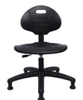 Table Height Chair Stool Deluxe Ergonomic Polyurethane Chair with 5 Inch Height Adjustment, shown in black with stationary glides.