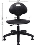Front view of Table Height Chair Stool Deluxe Ergonomic Polyurethane Chair with 5 inch height adjustment and lumbar support.