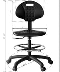Boss Bench Height Ergonomic Chair Stool With Easy To Clean Polyurethane Seat for Automotive Lab Cleanroom Home Use