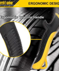 Ergonomic TyreGrip handle of Hurricane sheet metal hand seamer, featuring durable black and yellow grip for precise control in HVAC projects.