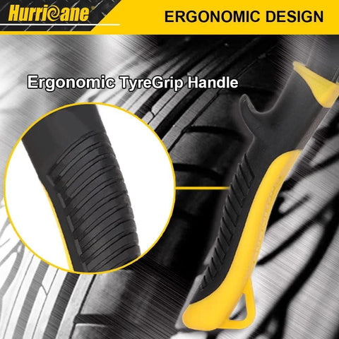 Ergonomic TyreGrip handle of Hurricane sheet metal hand seamer, featuring durable black and yellow grip for precise control in HVAC projects.