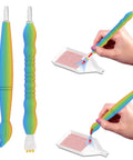 Ergonomic Vacuum Diamond Painting Pen Two Pack With Straight Tip And Angled Tip, lightweight grip, multicolor, great for crafting.
