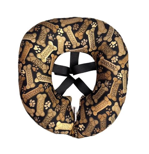 Escape Proof Dog Safety Collar For Pups, 10 To 13 Inch Neck, Stuffed Safety Wrap To Stop Fence Escapes, Bone Pattern, Top View
