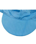 Close-up of ESD Anti Static Sun Caps With Hard Brim For Cleanrooms And Industrial Work 5 Pack Blue, showing conductive fabric and brim detail.