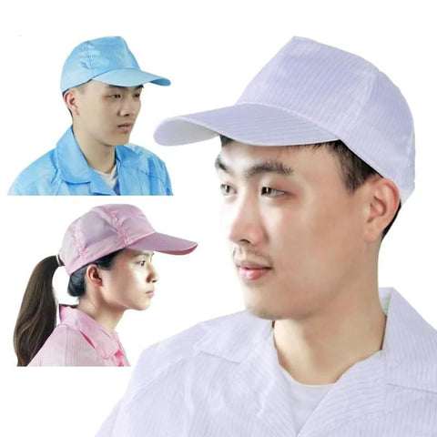 ESD Anti Static Sun Caps With Hard Brim For Cleanrooms And Industrial Work 5 Pack Blue, featuring durable, breathable mesh design