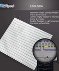 ESD Safe Cleanroom Wipes AAWipes 12x12 Inch 100 Pack Polyester Wiper Cloths With Conductive Yarn shown with magnified properties