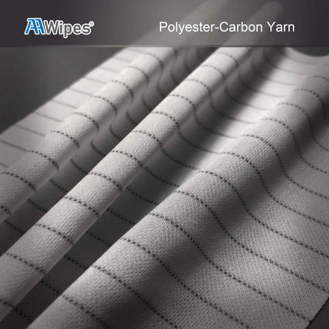 Close-up of ESD Safe Cleanroom Wipes AAWipes 12x12 Inch 100 Pack Polyester Wiper Cloths with conductive yarn