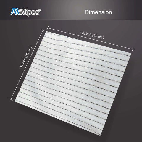 ESD Safe Cleanroom Wipes AAWipes 12x12 Inch 100 Pack Polyester Wiper Cloths With Conductive Yarn Anti Static Lint Free