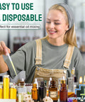 Woman using 3ml Disposable Dropper Pipettes 100 Pack Leak Proof Food Grade Plastic For Essential Oils Lab And Makeup Use