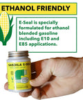 Hand holding Gasoila Leak-Proof Ethanol E10 And E85 Thread Sealant, dark green paste, one quarter pint brush-in-cap, ethanol friendly