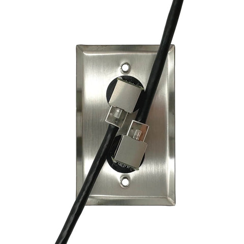 Built Tough Outdoor Ethernet Wall Plate With Dual Waterproof RJ45 CAT6 Jacks for Patios and Workshops, stainless steel outlet
