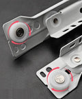 Close-up of 22 Inch Euro Drawer Slides Pack of 8 for Face Frame and Frameless Cabinets, showing wheel and metal construction