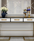 European Style Barn Door Handle Antique Metal Door Pull Handle on luxury console table with flowers and candlesticks