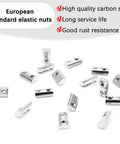 24 Pack Roll In Spring Loaded M8 T Nuts For 4040 Aluminum Extrusion, Half Round Roll In T Slot Nuts scattered on white surface