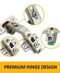 2 Pack Concealed European Style Lazy Susan Cabinet Hinges with full overlay 3D adjustable clip on hinge 135 degree swing for frameless corner cabinets