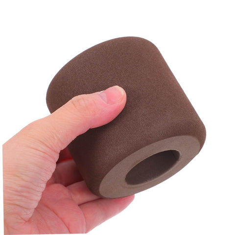 Hand holding a brown EVA door clamp from 3 Pack EVA Door Clamps And Door Stops For Finger Pinch Guard And Anti Slam Edge Protector, No Tools Required Installation, Easy Setup Door Stopper Kit For Home Office Apartment Doors