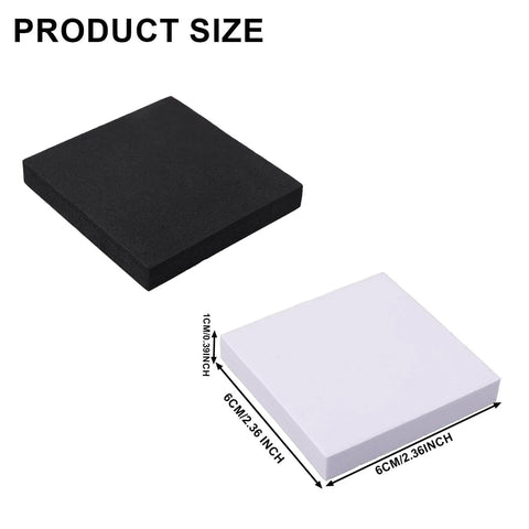 Black and white 12 Pack EVA Foam Headboard Wall Protectors For Bed Frames Anti Shake Bumpers And Noise Reducers, size 6cm by 1cm.