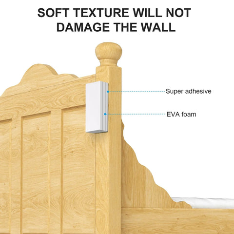12 Pack EVA Foam Headboard Wall Protectors For Bed Frames Anti Shake Bumpers And Noise Reducers installed on wood headboard
