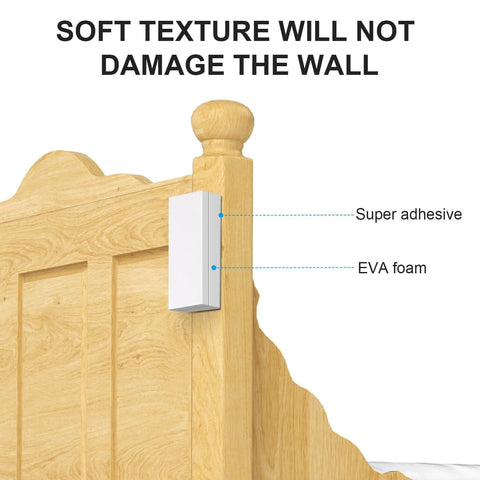Headboard Wall Stoppers Self Adhesive EVA Foam Bumper Pads on bed corner preventing wall damage