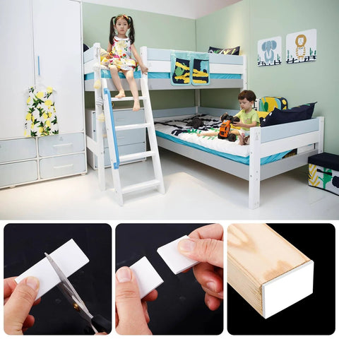 Headboard Wall Stoppers Self Adhesive EVA Foam Bumper Pads 20 Piece Set with 10 Pieces of 20mm and 10 Pieces of 3mm. Image shows application on bunk bed.