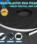 Close-up of 33FT EVA Weather Stripping Door Seal Foam Tape with Adhesive Foam Sealing Strip, showcasing flexibility and waterproof features.