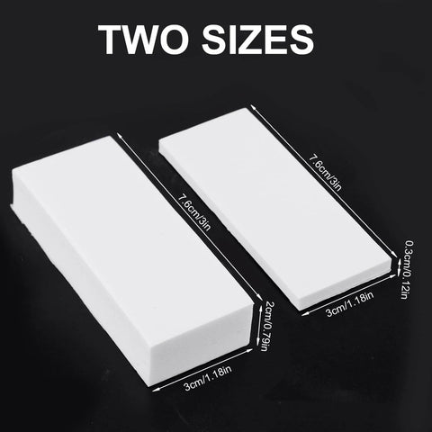 Headboard Wall Stoppers Self Adhesive EVA Foam Bumper Pads 20 Piece Set shown in two sizes with measurements
