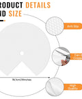 Infographic of Two Pack 31 Inch EVA Lazy Susan Shelf Liners showing anti-slip texture, crop ability, and high quality features.