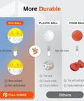 Comparison of Full Choice Practice Golf Balls (20 Pack) to plastic and foam balls, highlighting durability and wear-resistant design after use.