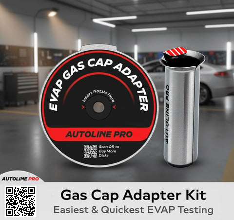 EVAP Gas Cap Adapter kit in garage setting for HyperSmoke Automotive Smoke Machine For EVAP Vacuum Leak Testing With Adjustable Pressure