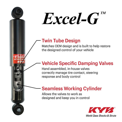 Excel-G Gas Shock Absorber Black for Asian Minivans OE Replacement for Honda Odyssey with Chrome Cylinder and Teflon Coated Piston Band