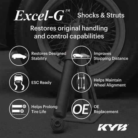 Excel-G Gas Shock Absorber Black for Asian Minivans OE Replacement for Honda Odyssey with Chrome Cylinder and Teflon Coated Piston Band