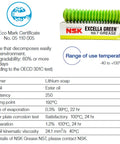 Excella Green NS7 Low Torque Synthetic Grease For High Speed Linear Guides And Ball Screws 80g packaging with product details and eco certification.