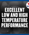 Text graphic highlighting excellent low and high temperature performance of Dexron VI Mercon LV Full Synthetic ATF For Automatic Transmissions, 1 Gallon, Smooth Shifts With Anti Shudder Protection, Anti Wear Technology, Maximized Power Transfer, And Enhanced Transmission Durability
