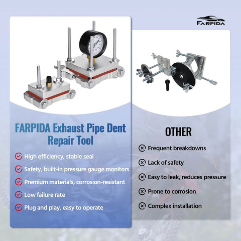 Two Stroke Exhaust Pipe Dent Repair Kit For 125cc To 300cc Two Stroke Motorcycles Mopeds Scooters ATVs And UTVs components displayed