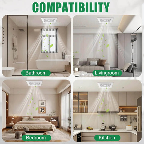 White 9x9 Inch Bathroom Exhaust Fan Cover With Spring Square Ceiling Or Wall Mount Vent Hood Air Diffuser in various rooms