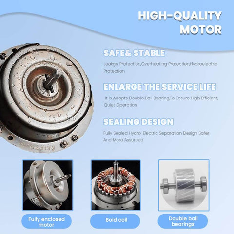High-quality motor for Beefy 8 Inch Exhaust Fan 735 CFM Wall Mounted Ventilation Blower, features fully enclosed motor and double ball bearings