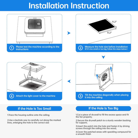Installation instructions for Do It All Bathroom Exhaust Fan With Bluetooth Speaker And LED Light Nightlight Remote 230 CFM 1.0 Sone