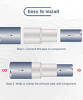 OD 4 Inch To OD 5 Inch Exhaust Pipe To Component Pipe Adapter Reducer Polished Stainless Steel installation steps diagram