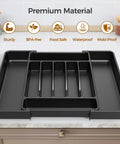 Expandable Extra Large Silverware Organizer For Deep Kitchen Drawers With Two Adjustable Panels BPA Free Food Safe Plastic