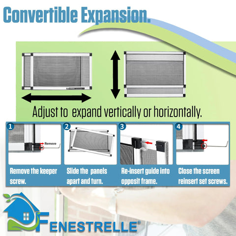 Expandable Window Screen Pack of 2 With Flame Resistant Fiberglass Mesh, Adjustable From 21 To 40 Inches Wide And 15 Inches High