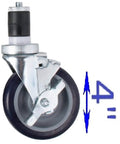 Expanding Stem Casters For Work Tables And Equipment Stands 4 Inch Wheel Set With Brakes On Two Casters And Two Without