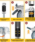 Installation steps for using 3 Inch Expanding Stem Caster Wheels Set Of 4 For Prep Tables Heavy Duty Casters With Locking Brake