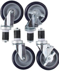 Expanding Stem Casters For Work Tables And Equipment Stands 4 Inch Wheel Set With Brakes On Two Casters And Two Without