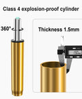 Metal Base Replacement Set For Office And Gaming Chairs With Bottom Plate Stand Cylinder And Five Durable Rubber Caster Wheels Designed For Heavy Duty Stable Gold Tone Base Smooth Quiet Rolling With Precision Bearings And Universal Fit Easy Install featuring a gold tone class 4 explosion-proof cylinder with 1.5mm thickness measurement.